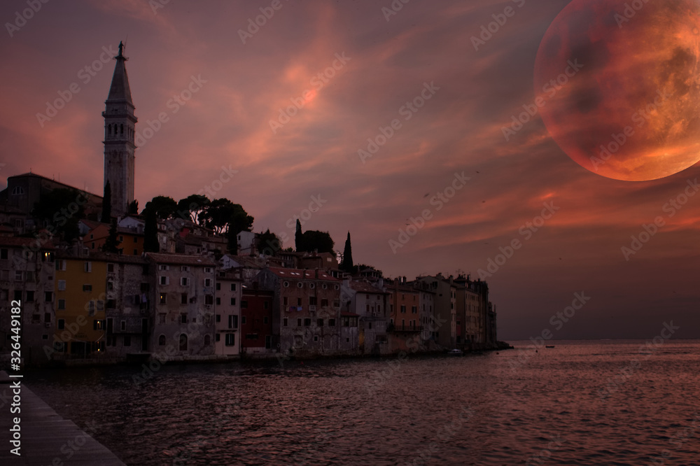 Obraz premium Mondschein über Rovinj
