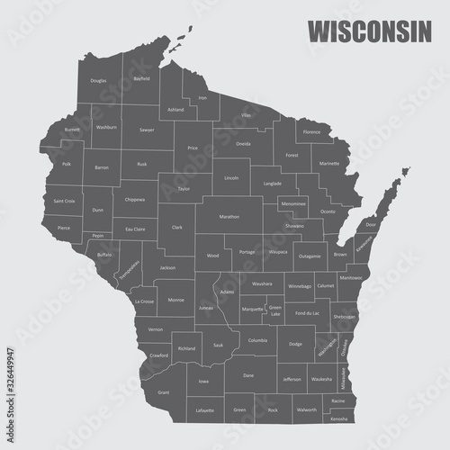 Obraz na płótnie Wisconsin counties map w salonie