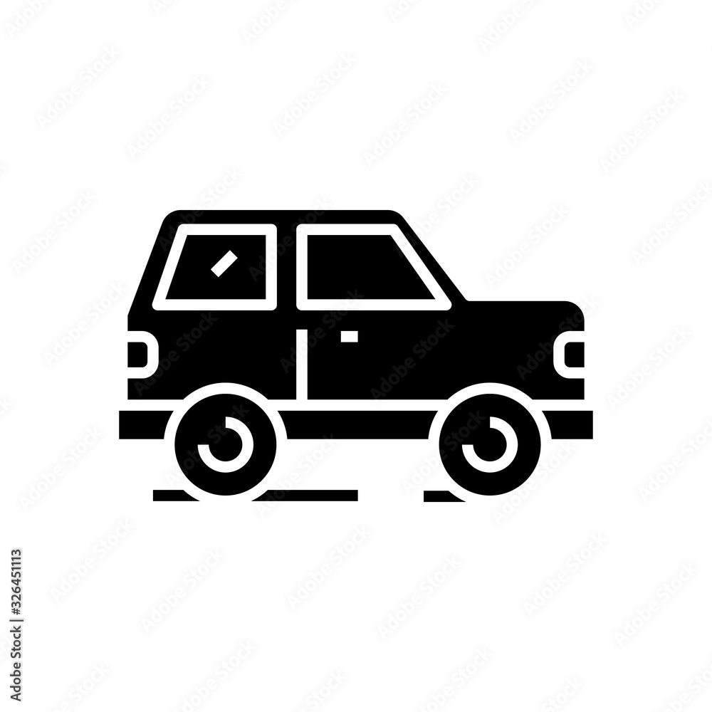 Car black icon, concept illustration, vector flat symbol, glyph sign. Car black icon, concept illustration, vector flat symbol, glyph sign.