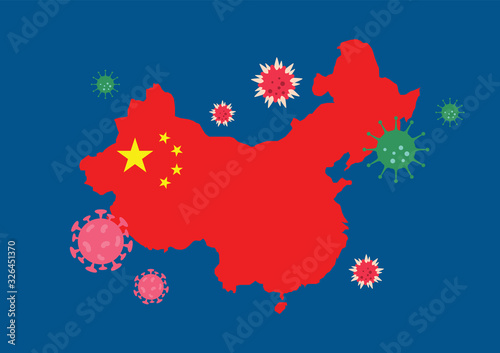 China map country with coronavirus © siraanamwong