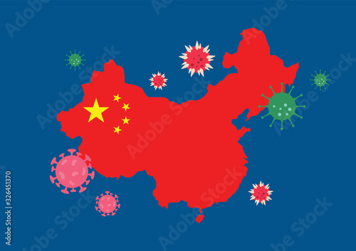 China map country with coronavirus