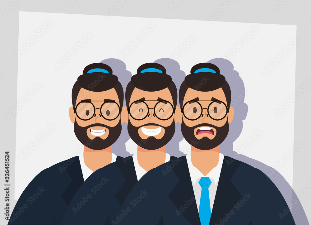 group of men bearded with hats and eyeglasses