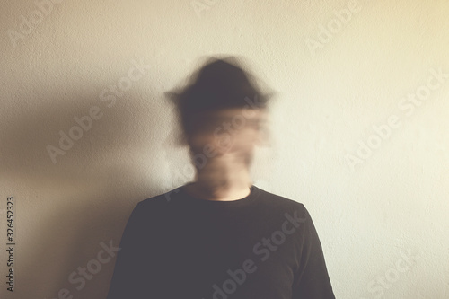 blurred man portrait, surreal identity concept photo