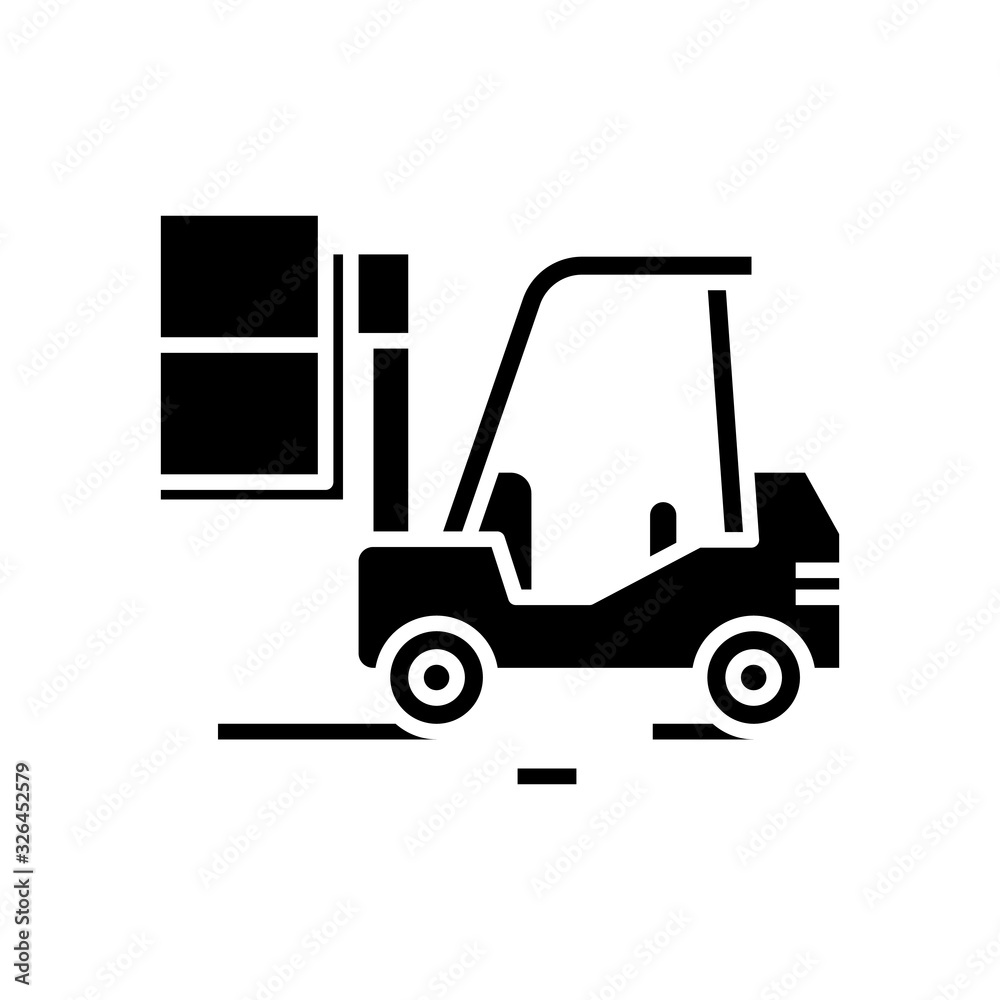 Cargo machine black icon, concept illustration, vector flat symbol, glyph sign.