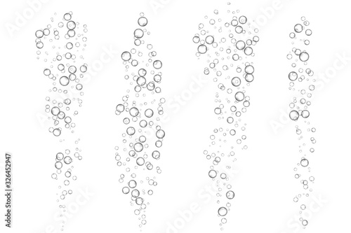 Air bubbles, oxygen, champagne crystal clear, isolated on white background modern design. Vector illustration EPS 10.