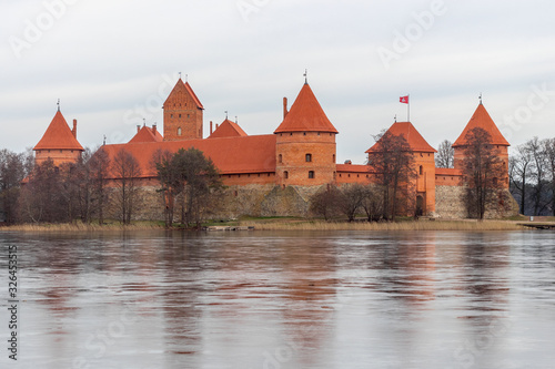 Trakai Island Castle at cold season.