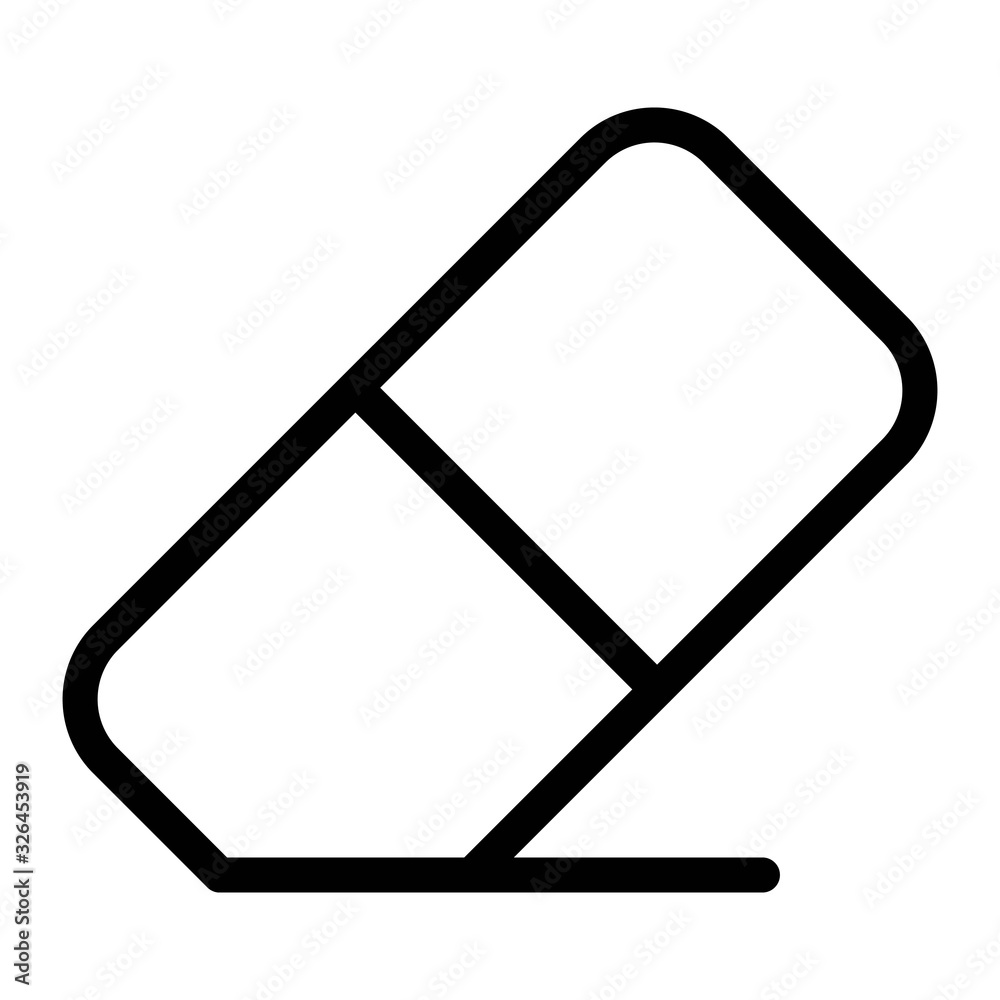 Eraser, rubber icon. Erase, remove, delete symbol. Office, school tool, material, stationery sign. Eraser, rubber icon. Erase, remove, delete symbol. Office, school tool, material, stationery sign.