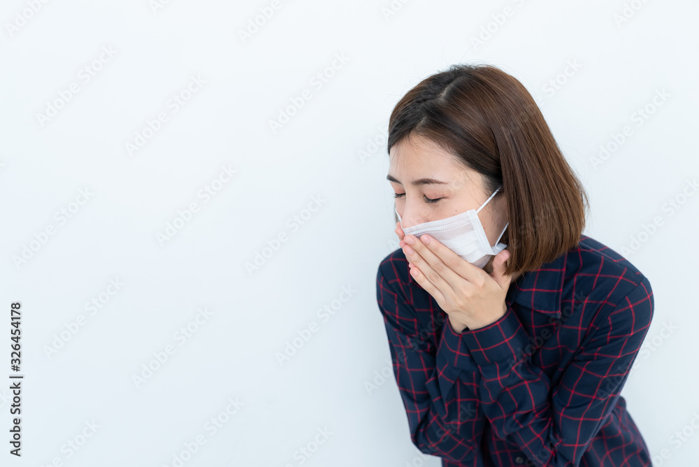 Asian traveler woman wear mask for protect coronavirus,Thai woman wearing face mask respiratory protect and filter pm2.5 (particulate matter)