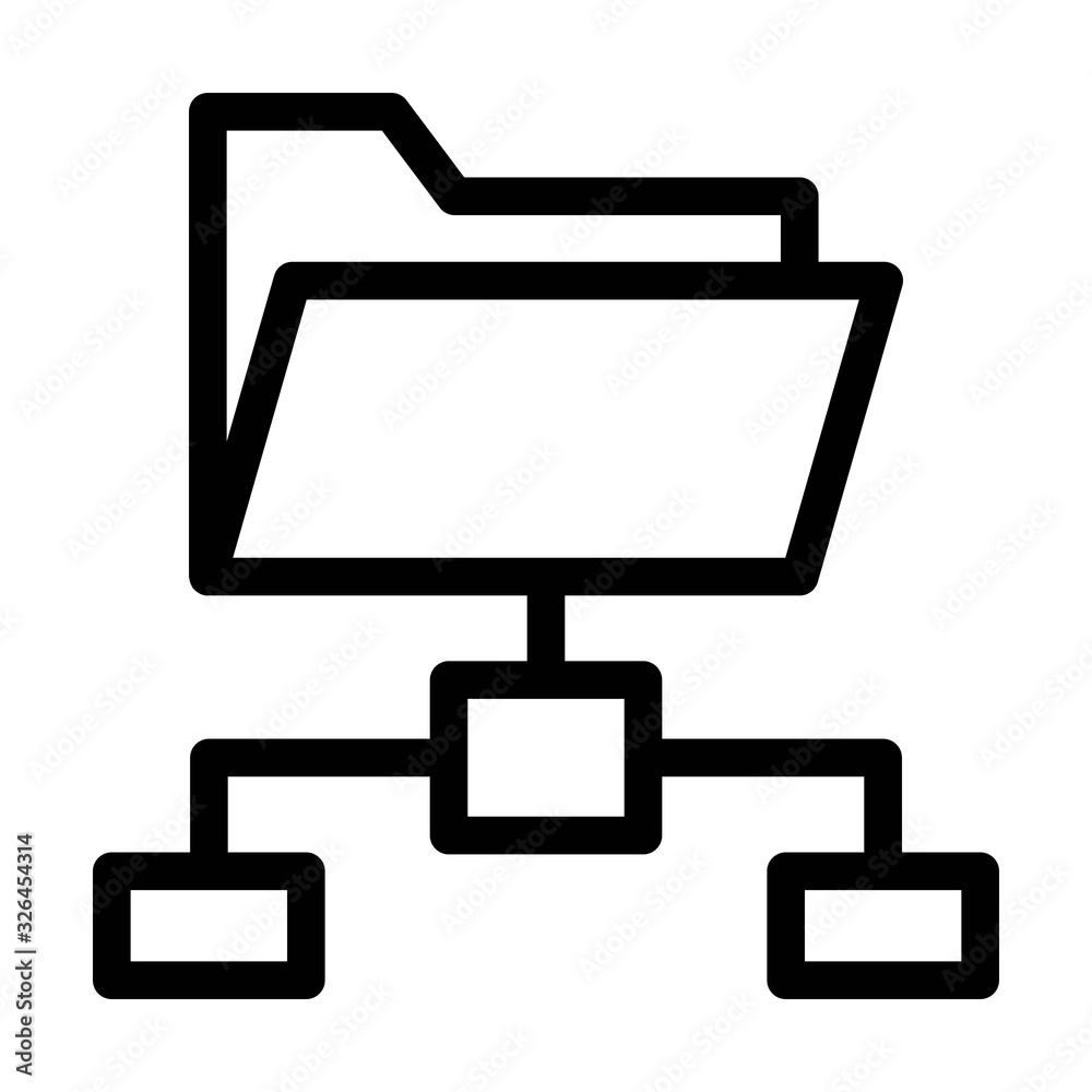 Connected folder icon. File sharing, online docs, shared documents signs. Folder on cloud network storage, data sharing system concept. Connected folder icon. File sharing, online docs, shared documents signs. Folder on cloud network storage, data sharing system concept.