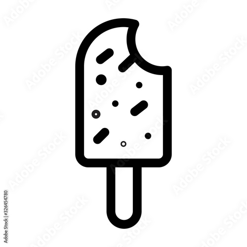 Ice Cream bite icon in line style. Bitten popsicle, fudgesicle icon. Frozen vanilla dessert, bitten chocolate ice cream signs. Summer time illustration. photo