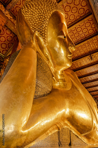 The Reclining Buddha at Wat Pho (Pho Temple) in Bangkok, Thailand