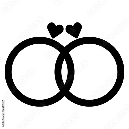 Wedding rings icon illustration. Marriage, engagement signs.