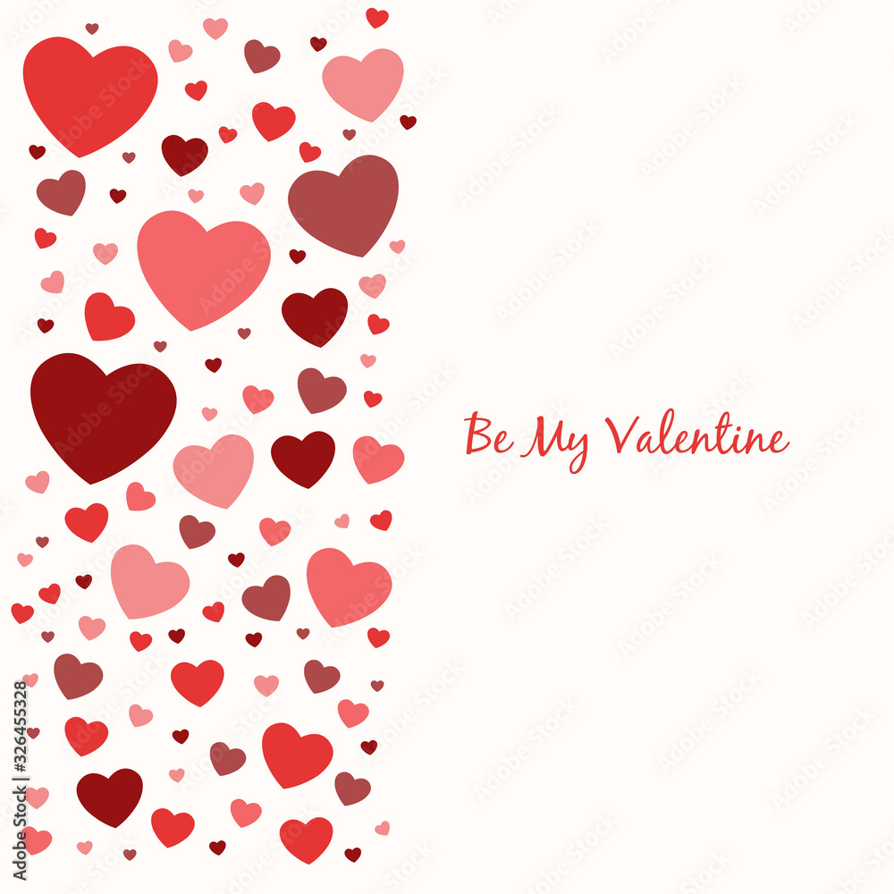 Background to the Valentine's day. Be my Valentine. Vertical hearts. Red color. Vector illustration