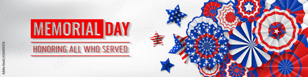 Obraz premium Memorial day vector design. Honoring all who served banner for the memorial day. Remember and Honor.