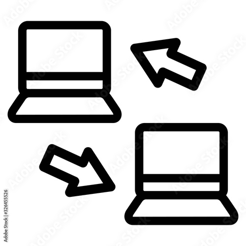 Computer network connection icon. Transferring data, file between two computers. Internet concept for perfect web and mobile app designs.