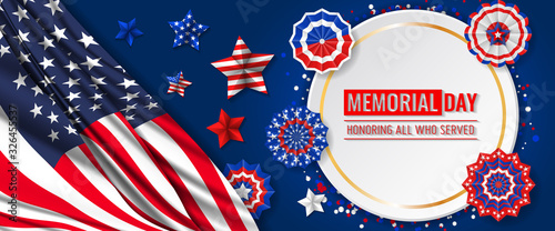 Memorial day vector design. Honoring all who served banner for the memorial day. Remember and Honor.