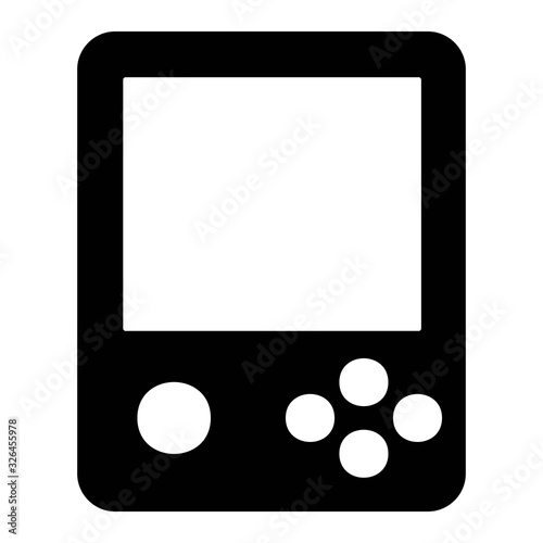 Vintage portable game console, tetris icon illustration. Retro Gamepad, game controller sign.