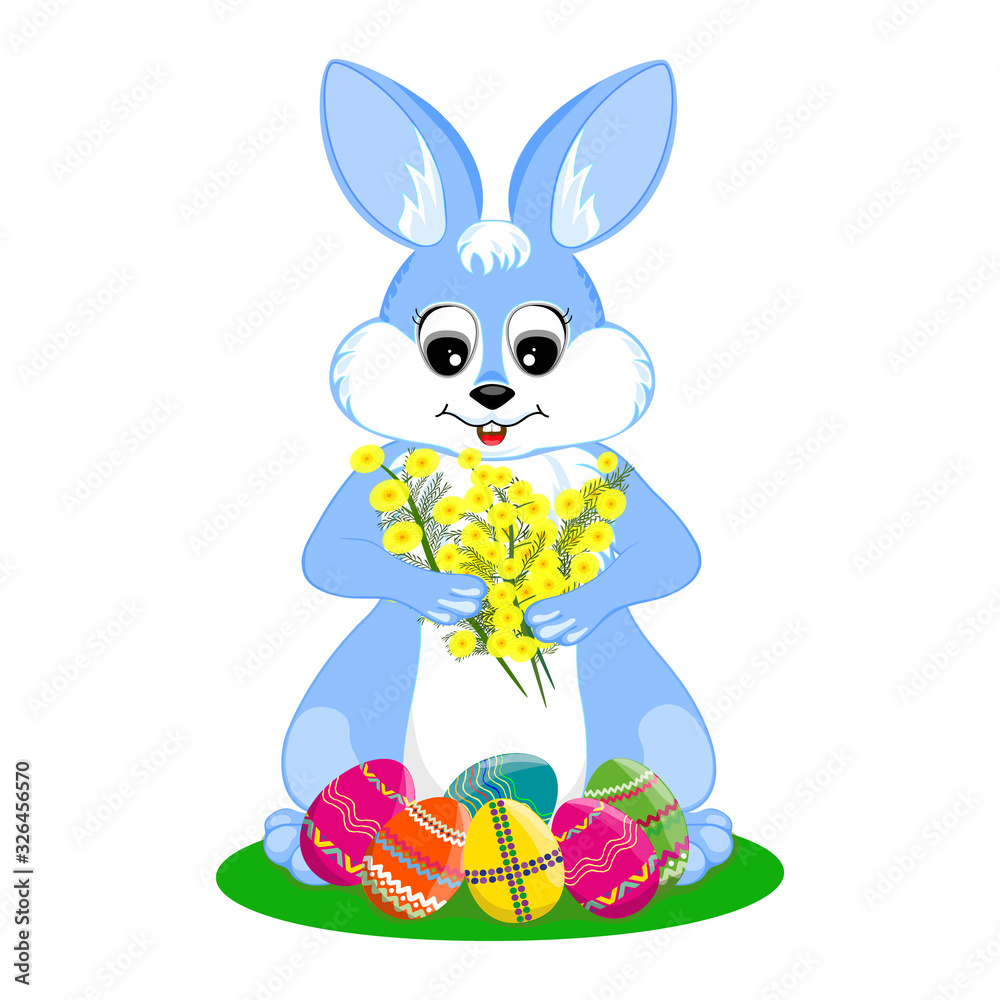 Obraz premium Happy Easter. The colored eggs are multicolored. Text. Illustration