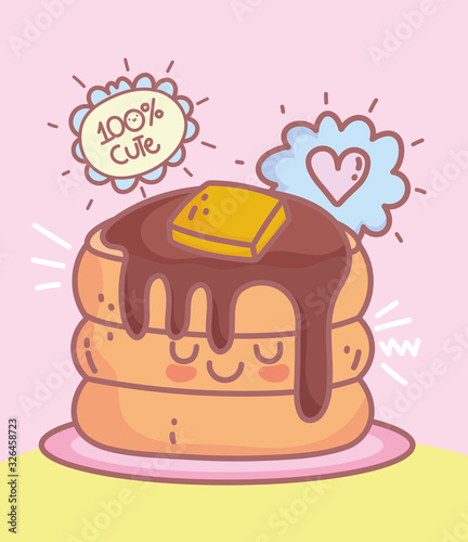 pancakes with butter and syrup restaurant cartoon food cute