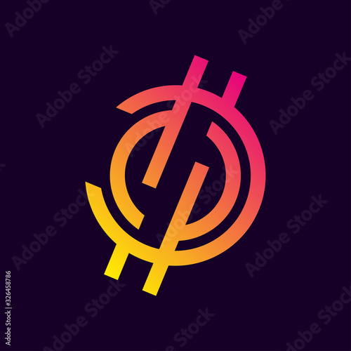 Vector icon, hi-tech circle company logo design, business symbol concept, minimal line style, gradient color