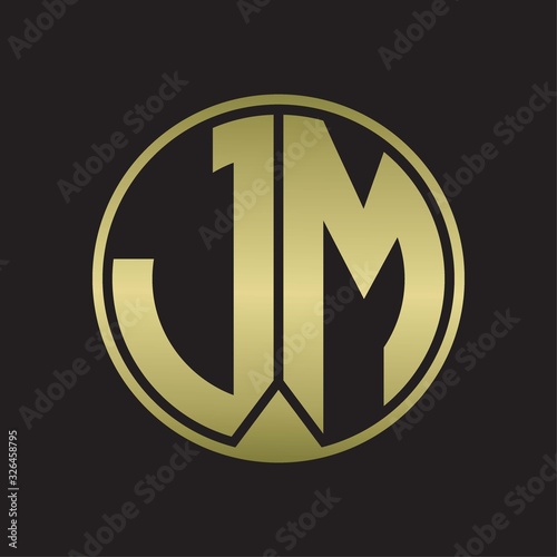 JM Logo monogram circle with piece ribbon style on gold colors