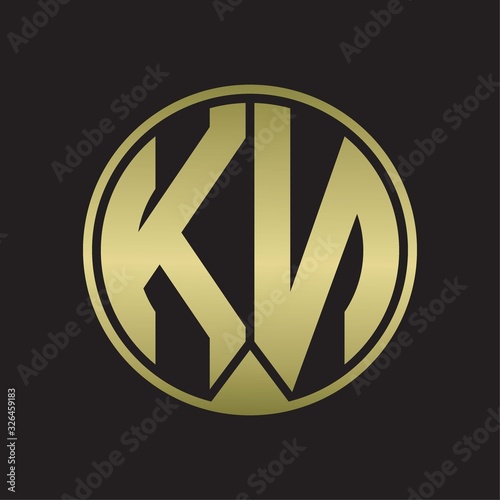 KN Logo monogram circle with piece ribbon style on gold colors
