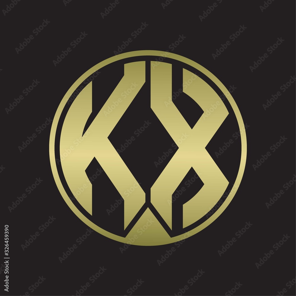 KX Logo monogram circle with piece ribbon style on gold colors KX Logo monogram circle with piece ribbon style on gold colors
