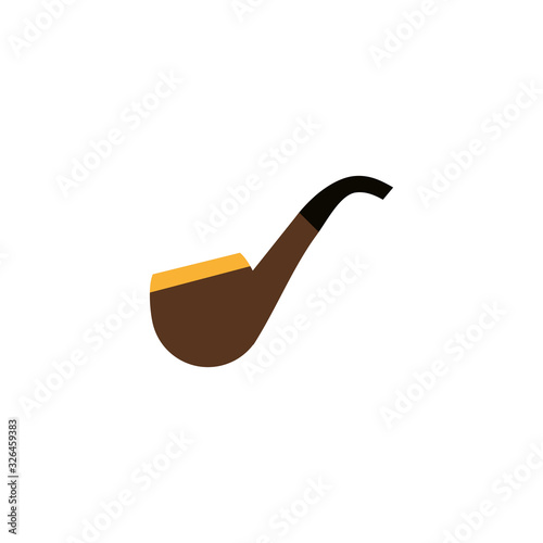 brown smoking pipe, flat style icon