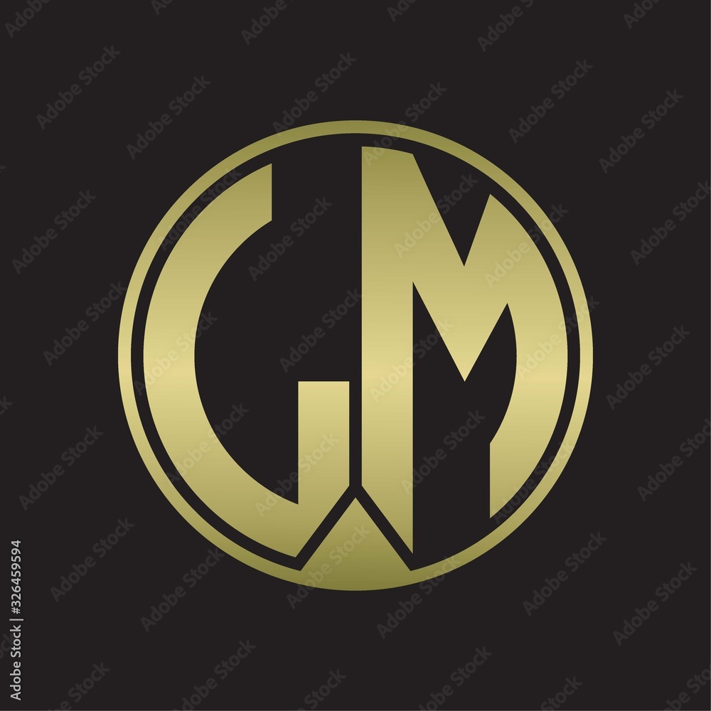 LM Logo monogram circle with piece ribbon style on gold colors