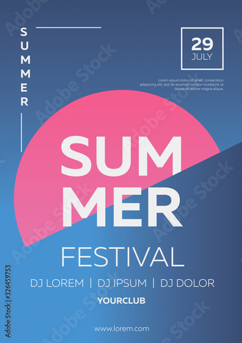 Vector illustration, poster, banner, flyer, inspired by the disco music of the 80s, 3d background, neon, summer party at sunset. Night club, beach. EPS10 © RomchikDL