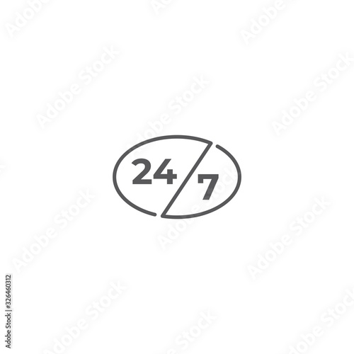 24 7 service time. Vector icon template