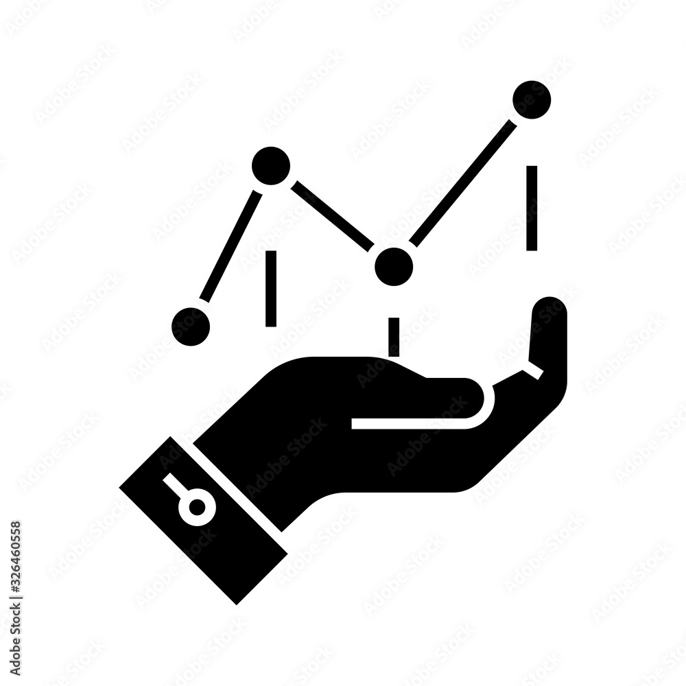 Charting black icon, concept illustration, vector flat symbol, glyph sign. Charting black icon, concept illustration, vector flat symbol, glyph sign.