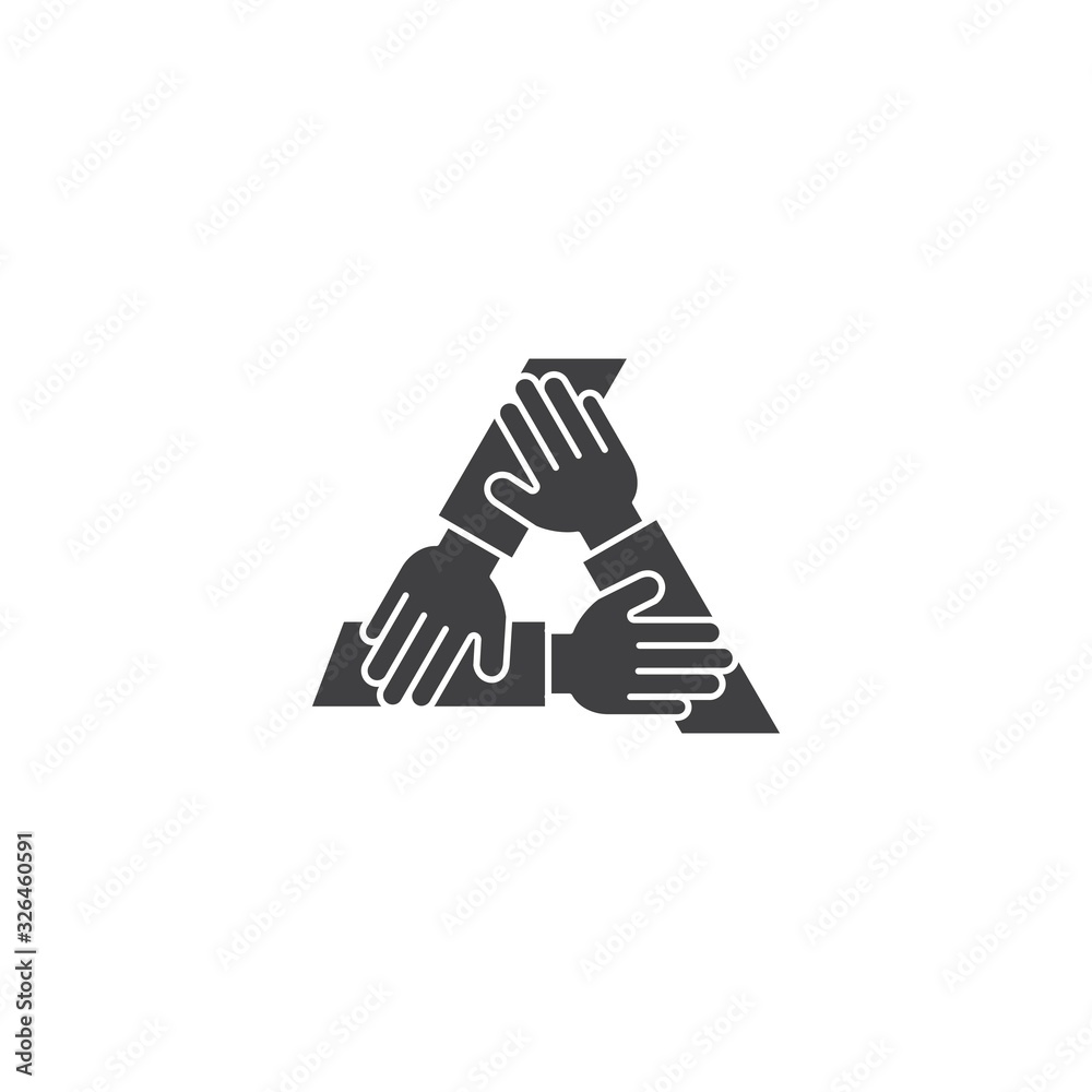 Teamwork three hand, unity business. Vector icon template Teamwork three hand, unity business. Vector icon template