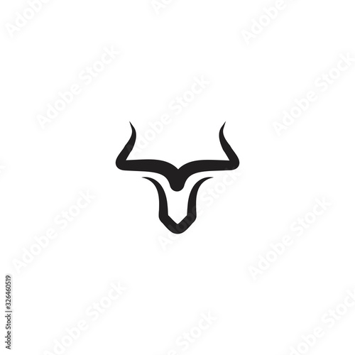 Simple bull head horn. Vector logo icon template