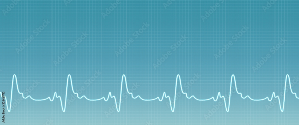 Realistic blue background illustration of the ecg waves activity. Health care banner.