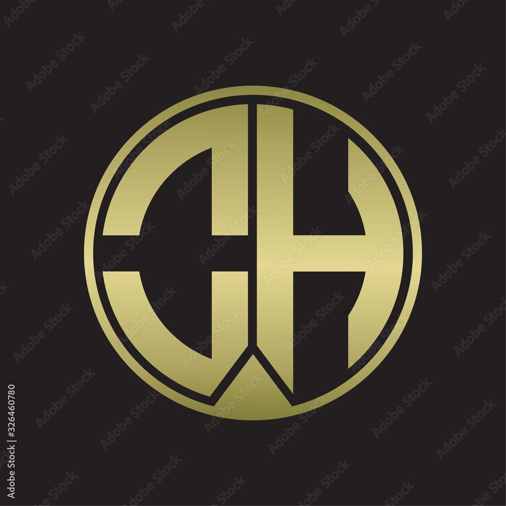 OH Logo monogram circle with piece ribbon style on gold colors OH Logo monogram circle with piece ribbon style on gold colors