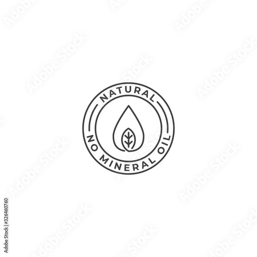 Natural cosmetics, no mineral oil. Vector logo icon template