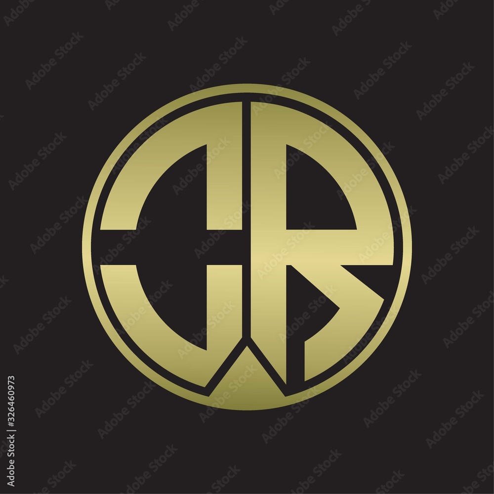 OR Logo monogram circle with piece ribbon style on gold colors OR Logo monogram circle with piece ribbon style on gold colors