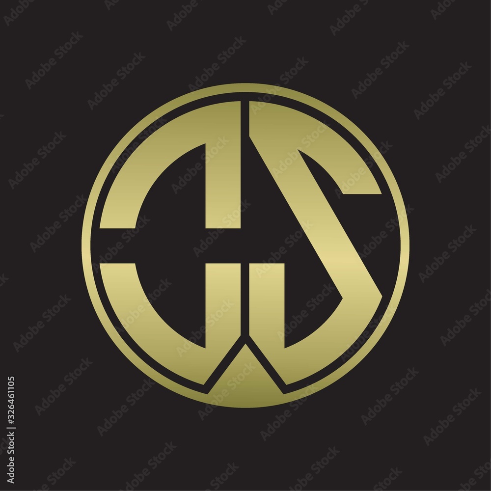 OS Logo monogram circle with piece ribbon style on gold colors OS Logo monogram circle with piece ribbon style on gold colors
