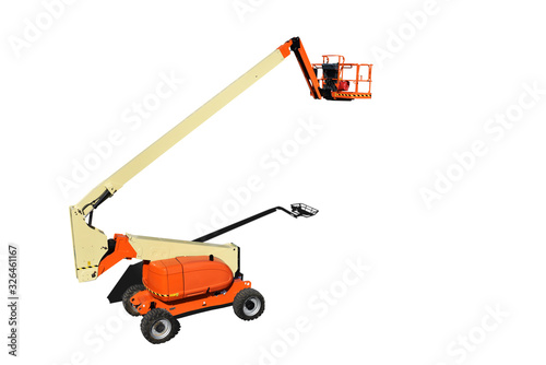 Bild auf Leinwand self control telescopic lift machine with shadow on white background