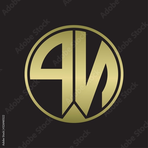 PN Logo monogram circle with piece ribbon style on gold colors