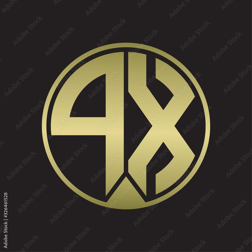 PX Logo monogram circle with piece ribbon style on gold colors PX Logo monogram circle with piece ribbon style on gold colors