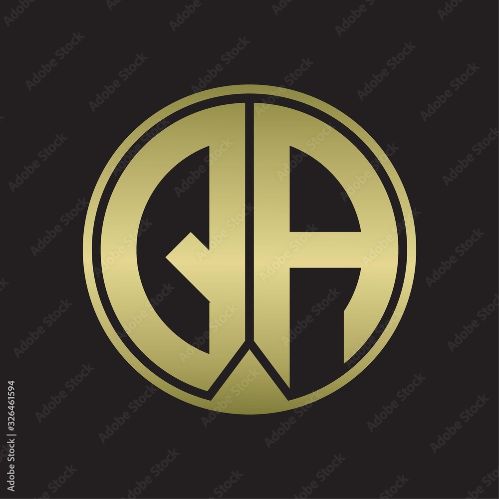 QA Logo monogram circle with piece ribbon style on gold colors QA Logo monogram circle with piece ribbon style on gold colors