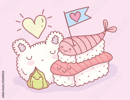 rice shape sushi and wasabi menu restaurant cartoon food cute