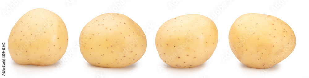 set of fresh potatoes isolated on white set of fresh potatoes isolated on white