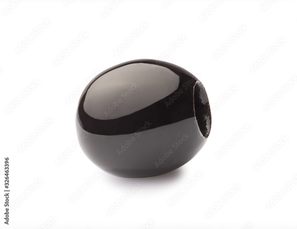 one pitted black olive isolated on white one pitted black olive isolated on white