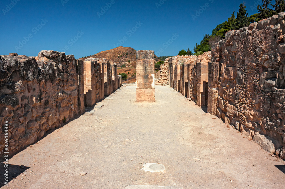The ruins of the ancient city of Festos on the island of Crete in Greece.