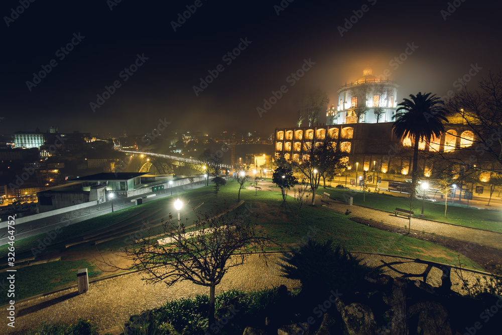 Night View of Historical Monastery of Serra do Pilar in Vila Nova de Gaia, Portugal Night View of Historical Monastery of Serra do Pilar in Vila Nova de Gaia, Portugal