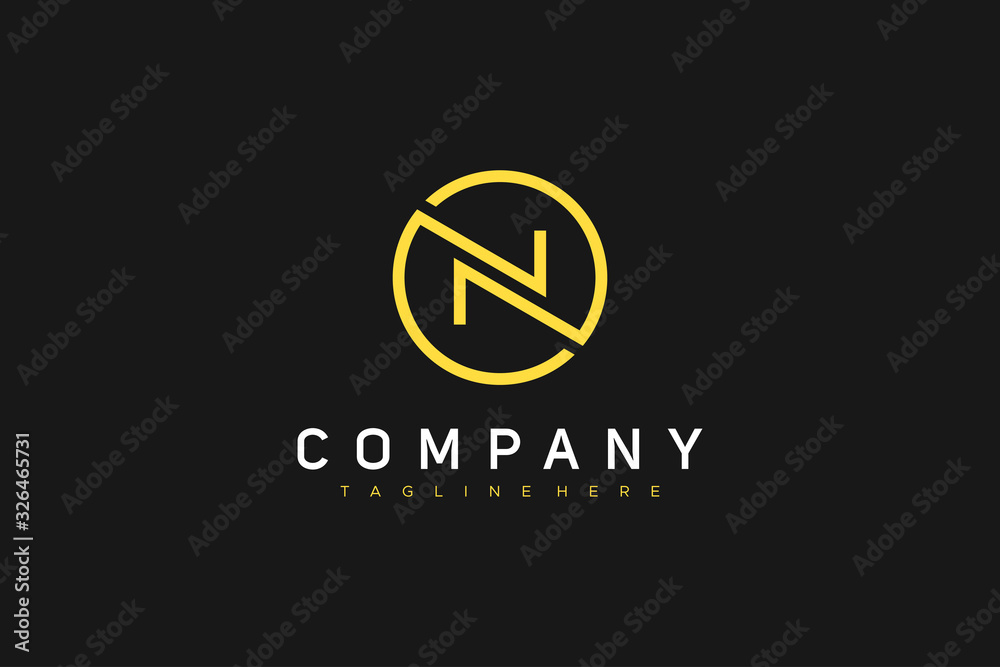 Yellow Circular Line Letter N Logo. Flat Vector Logo Design Template Element. Yellow Circular Line Letter N Logo. Flat Vector Logo Design Template Element.