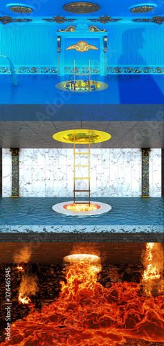 Φωτογραφία Schematic and conceptual representation of Dante Alighieri's Divine Comedy